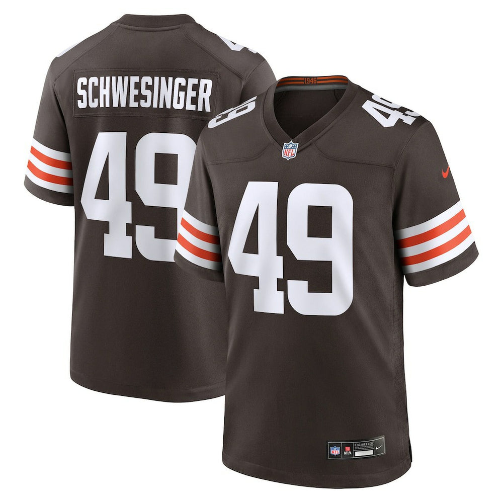 Carson Schwesinger Cleveland Browns 2025 NFL Draft Game Jersey - Brown Jerseys