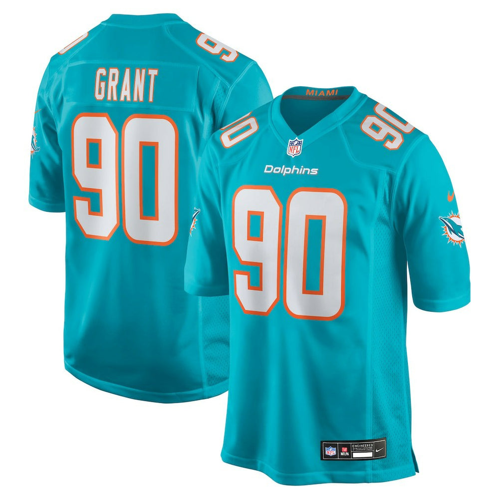 Kenneth Grant Miami Dolphins 2025 NFL Draft First Round Pick Game Jersey - Aqua Jerseys