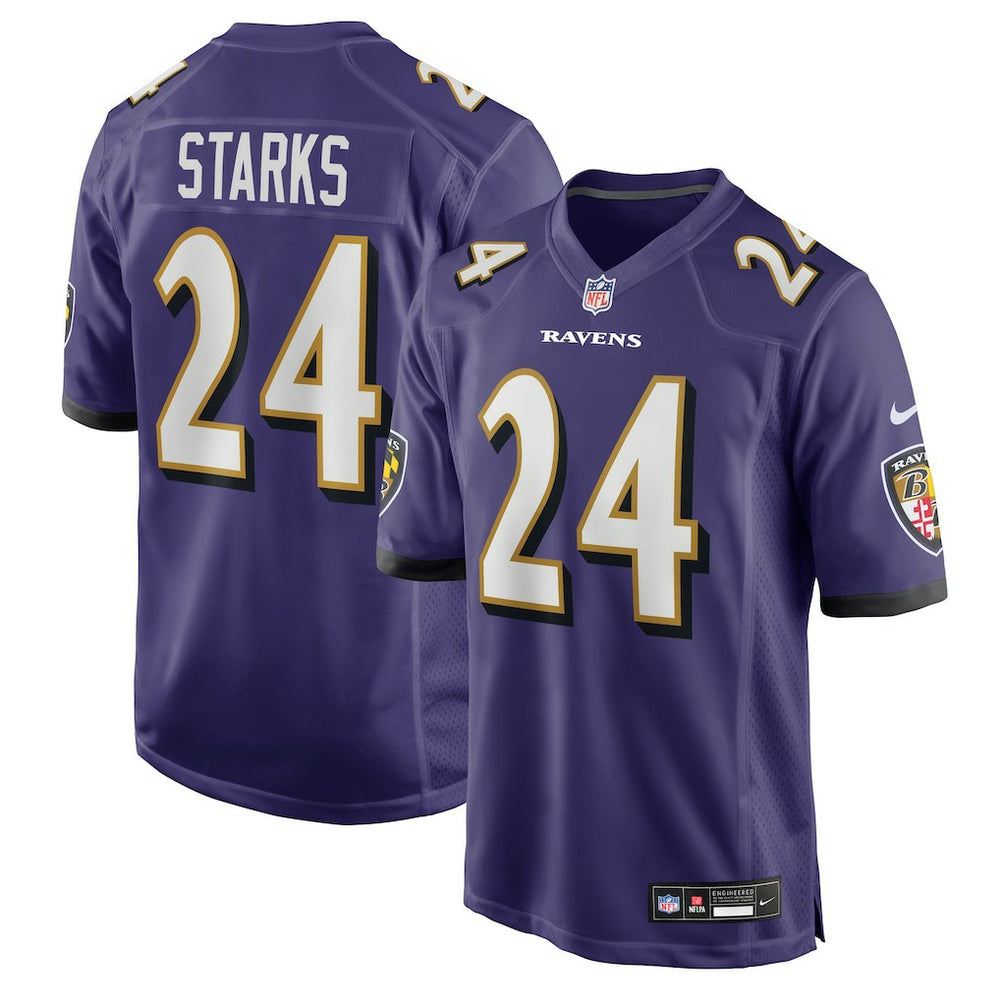 Malaki Starks Baltimore Ravens 2025 NFL Draft First Round Pick Game Jersey - Purple Jerseys