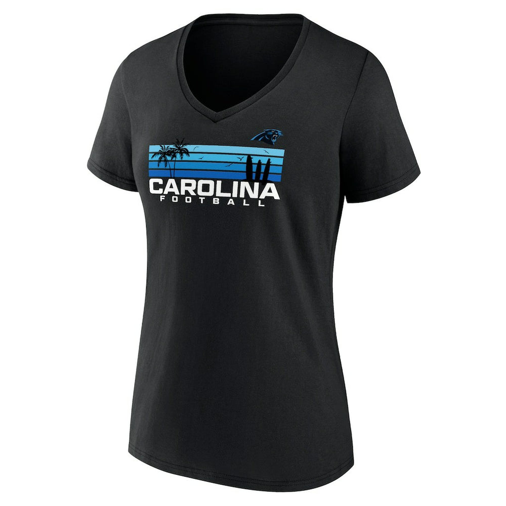 Carolina Panthers Women's Defensive Stand V-Neck T-Shirt - Black T-shirts