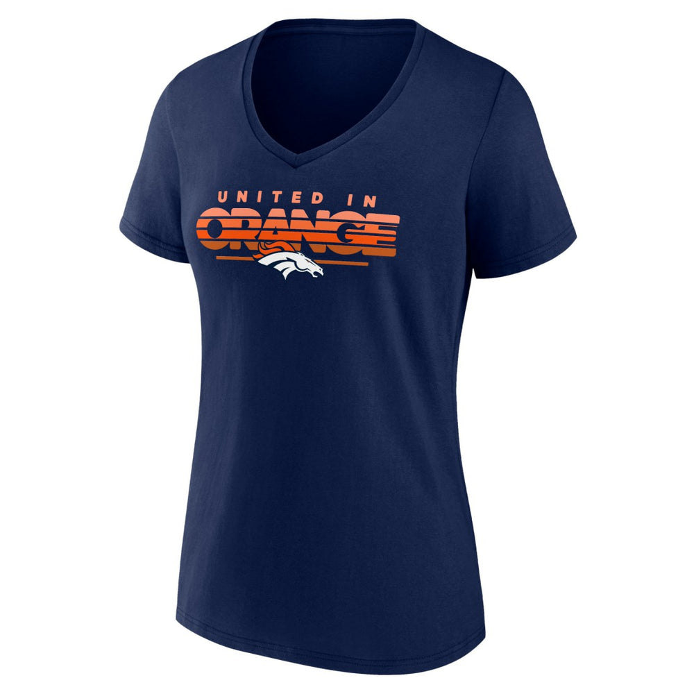 Denver Broncos Women's Defensive Stand V-Neck T-Shirt - Navy T-shirts
