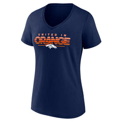 Denver Broncos Women's Defensive Stand V-Neck T-Shirt - Navy T-shirts