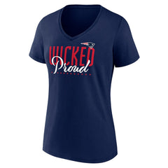 New England Patriots Women's Defensive Stand V-Neck T-Shirt - Navy T-shirts