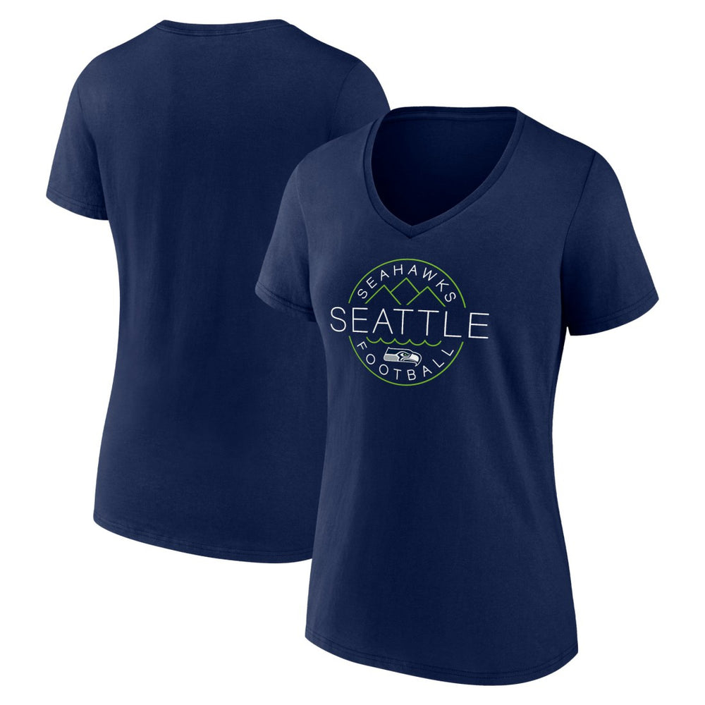 Seattle Seahawks Women's Defensive Stand V-Neck T-Shirt - College Navy T-shirts