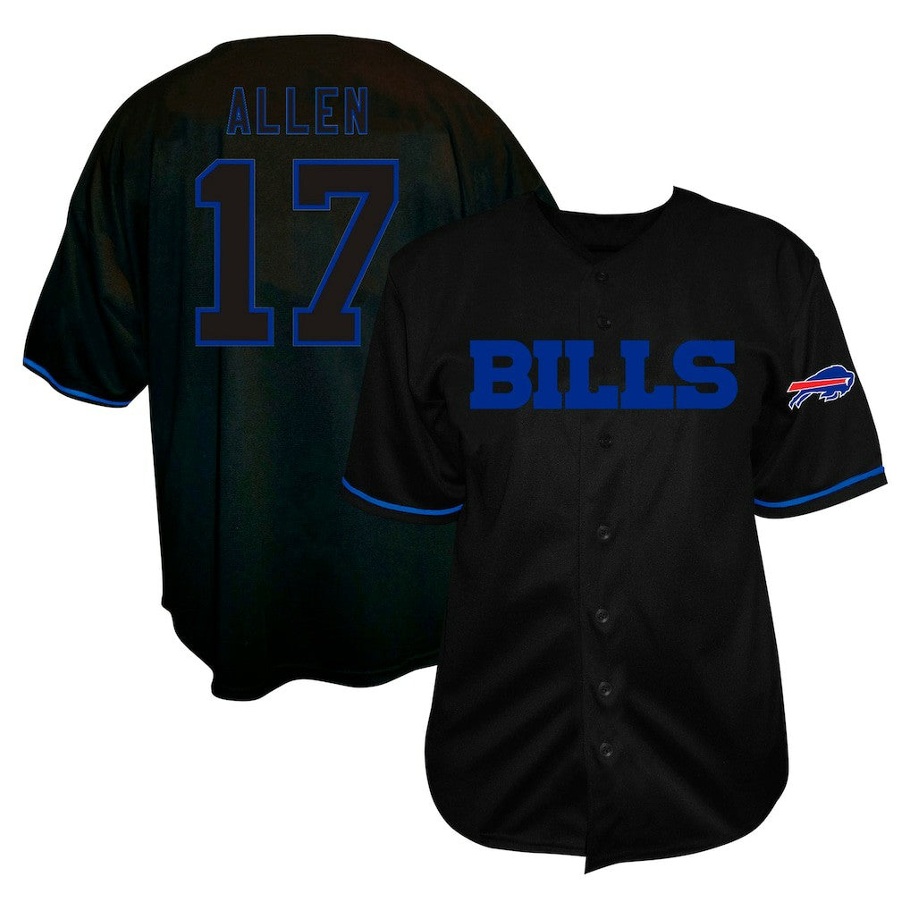 Josh Allen Buffalo Bills Big & Tall Baseball Button-Up Shirt - Black