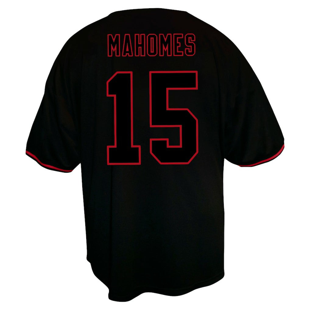 Patrick Mahomes Kansas City Chiefs Big & Tall Baseball Button-Up Shirt - Black