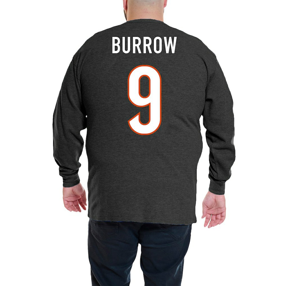 Joe Burrow Cincinnati Bengals Big & Tall Thermal Waffle Long Sleeve T-Shirt - Black T-shirts