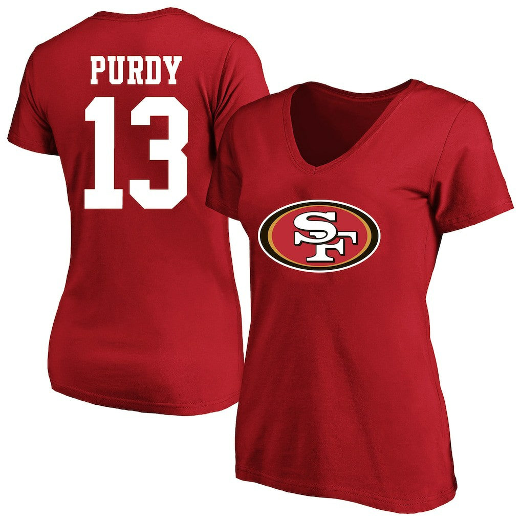 Brock Purdy San Francisco 49ers Women's Plus Size Fair Catch Name & Number Scoop Neck T-Shirt - Scarlet T-shirts