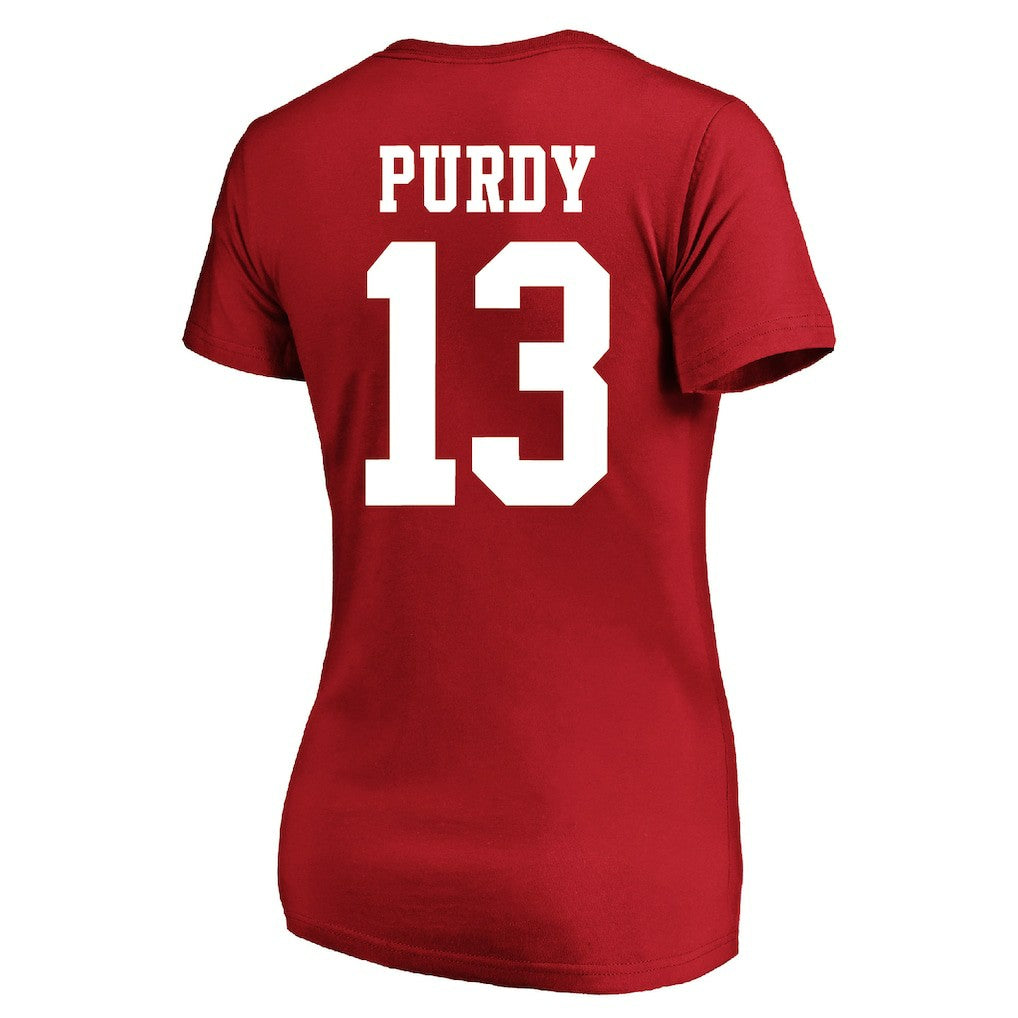 Brock Purdy San Francisco 49ers Women's Plus Size Fair Catch Name & Number Scoop Neck T-Shirt - Scarlet T-shirts