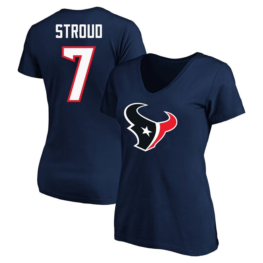 C.J. Stroud Houston Texans Women's Plus Size Fair Catch Name & Number Scoop Neck T-Shirt - Navy T-shirts