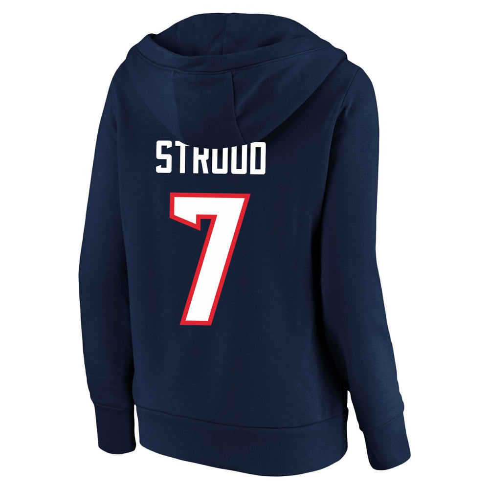 C.J. Stroud Houston Texans Women's Plus Size Player Name & Number V-Neck Pullover Hoodie - Navy Hoodies