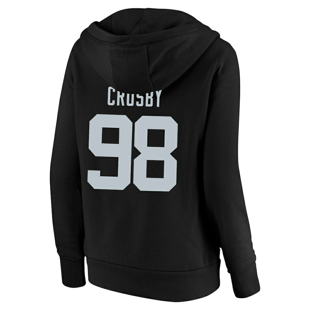 Maxx Crosby Las Vegas Raiders Women's Plus Size Player Name & Number V-Neck Pullover Hoodie - Black Hoodies