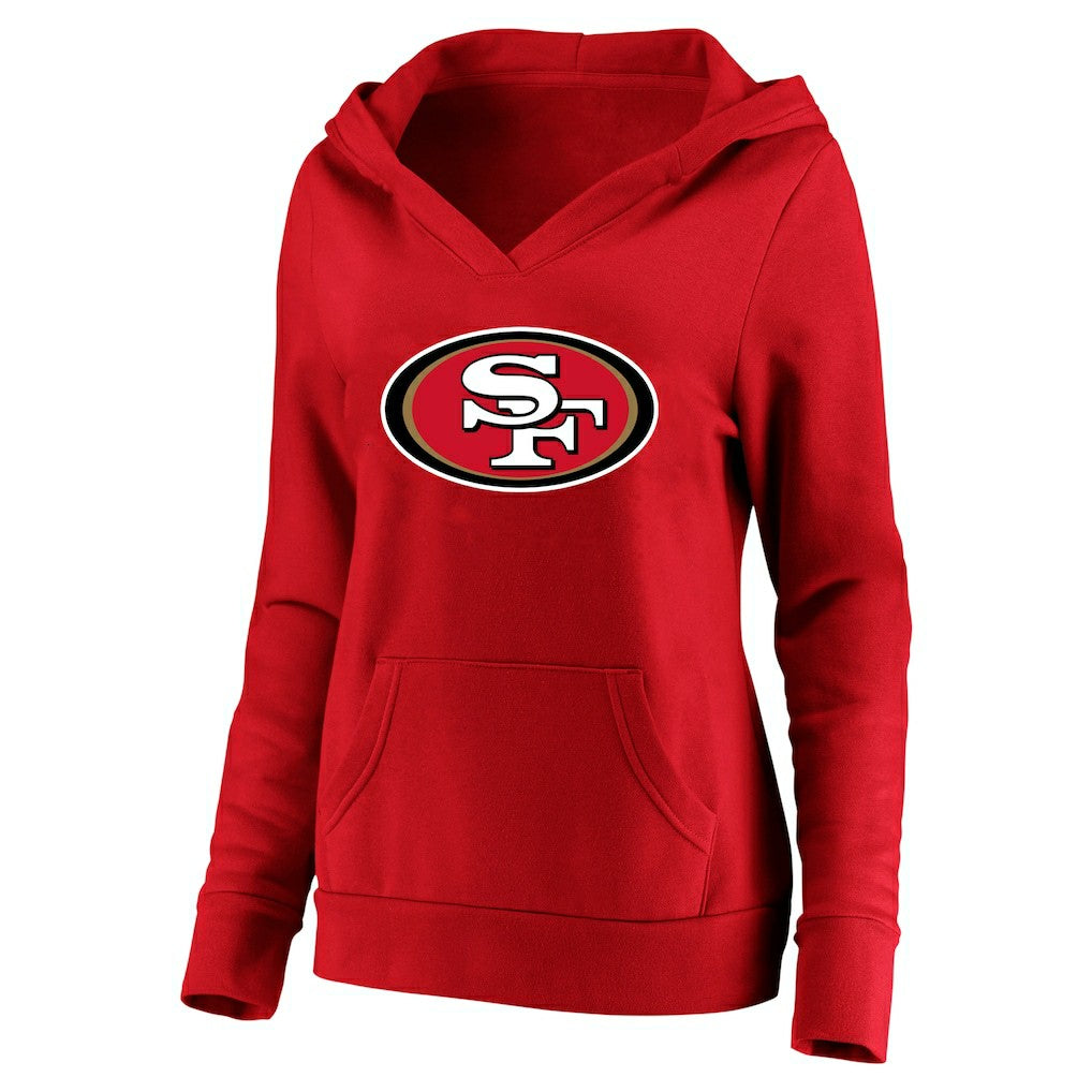 Christian McCaffrey San Francisco 49ers Women's Plus Size Player Name & Number V-Neck Pullover Hoodie - Scarlet Hoodies