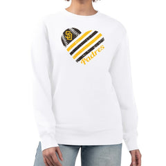 San Diego Padres G-III 4Her by Carl Banks Women's Heart Logo Fleece Pullover Sweatshirt - White Pullover
