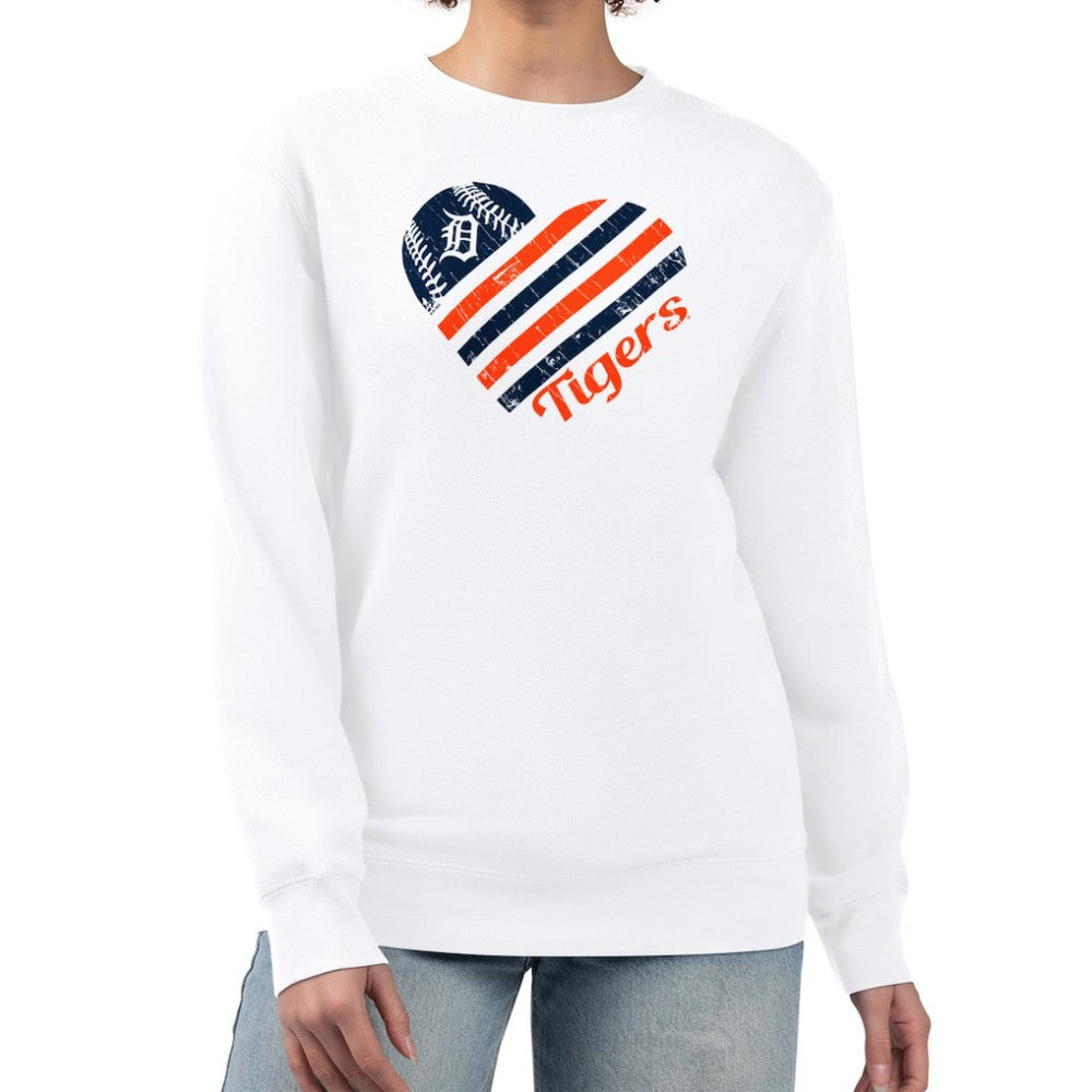 Detroit Tigers G-III 4Her by Carl Banks Women's Heart Logo Fleece Pullover Sweatshirt - White Pullover