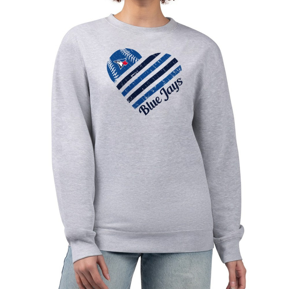 Toronto Blue Jays G-III 4Her by Carl Banks Women's Heart Logo Fleece Pullover Sweatshirt - Heather Gray Pullover