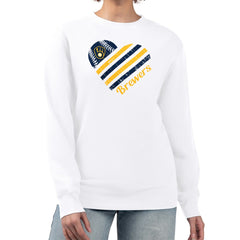 Milwaukee Brewers G-III 4Her by Carl Banks Women's Heart Logo Fleece Pullover Sweatshirt - White Pullover