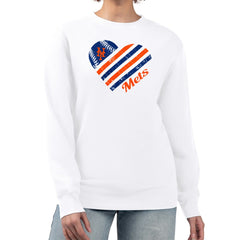 New York Mets G-III 4Her by Carl Banks Women's Heart Logo Fleece Pullover Sweatshirt - White Pullover