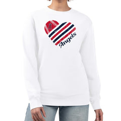 Los Angeles Angels G-III 4Her by Carl Banks Women's Heart Logo Fleece Pullover Sweatshirt - White Pullover