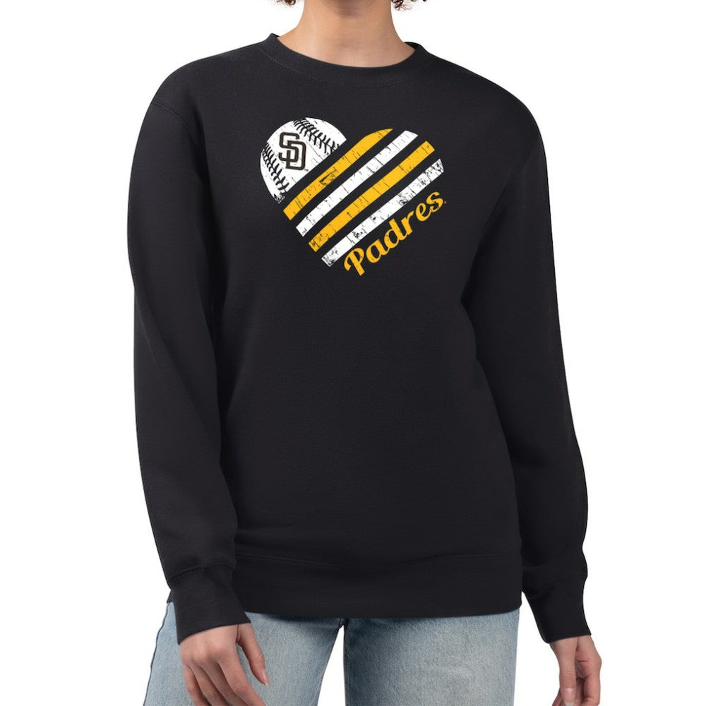 San Diego Padres G-III 4Her by Carl Banks Women's Heart Logo Fleece Pullover Sweatshirt - Black Pullover