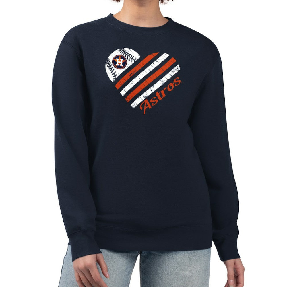 Houston Astros G-III 4Her by Carl Banks Women's Heart Logo Fleece Pullover Sweatshirt - Navy Pullover