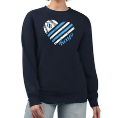 Tampa Bay Rays G-III 4Her by Carl Banks Women's Heart Logo Fleece Pullover Sweatshirt - Navy Pullover