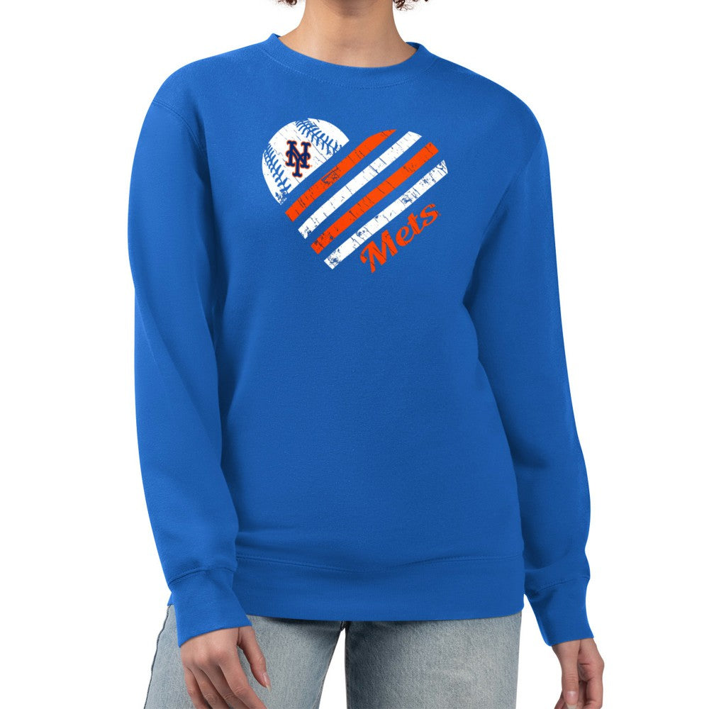 New York Mets G-III 4Her by Carl Banks Women's Heart Logo Fleece Pullover Sweatshirt - Royal Pullover