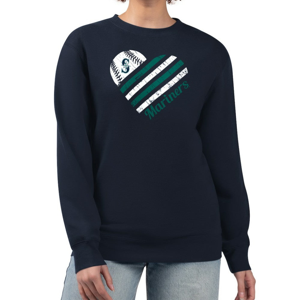 Seattle Mariners G-III 4Her by Carl Banks Women's Heart Logo Fleece Pullover Sweatshirt - Navy Pullover