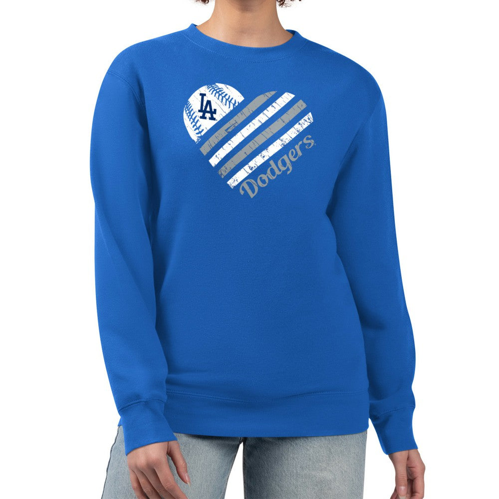 Los Angeles Dodgers G-III 4Her by Carl Banks Women's Heart Logo Fleece Pullover Sweatshirt - Royal Pullover