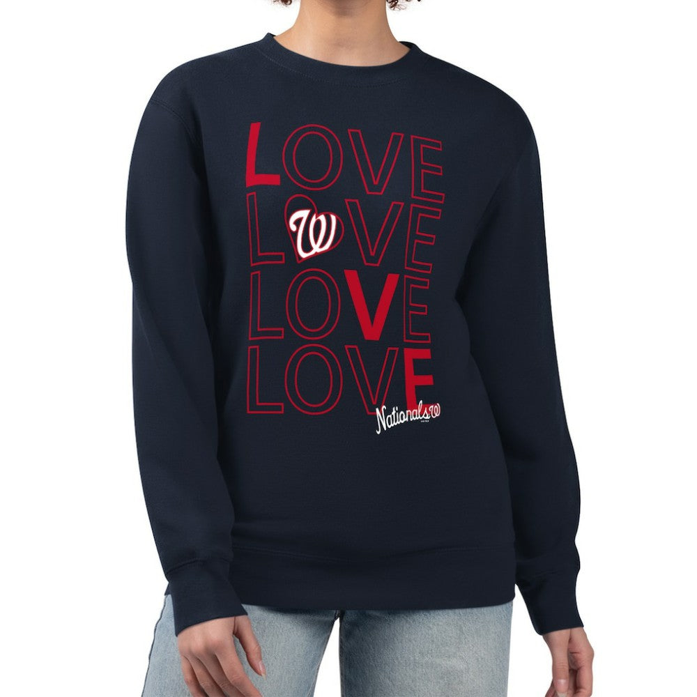 Washington Nationals G-III 4Her by Carl Banks Women's Love Team Logo Fleece Pullover Sweatshirt - Navy Pullover