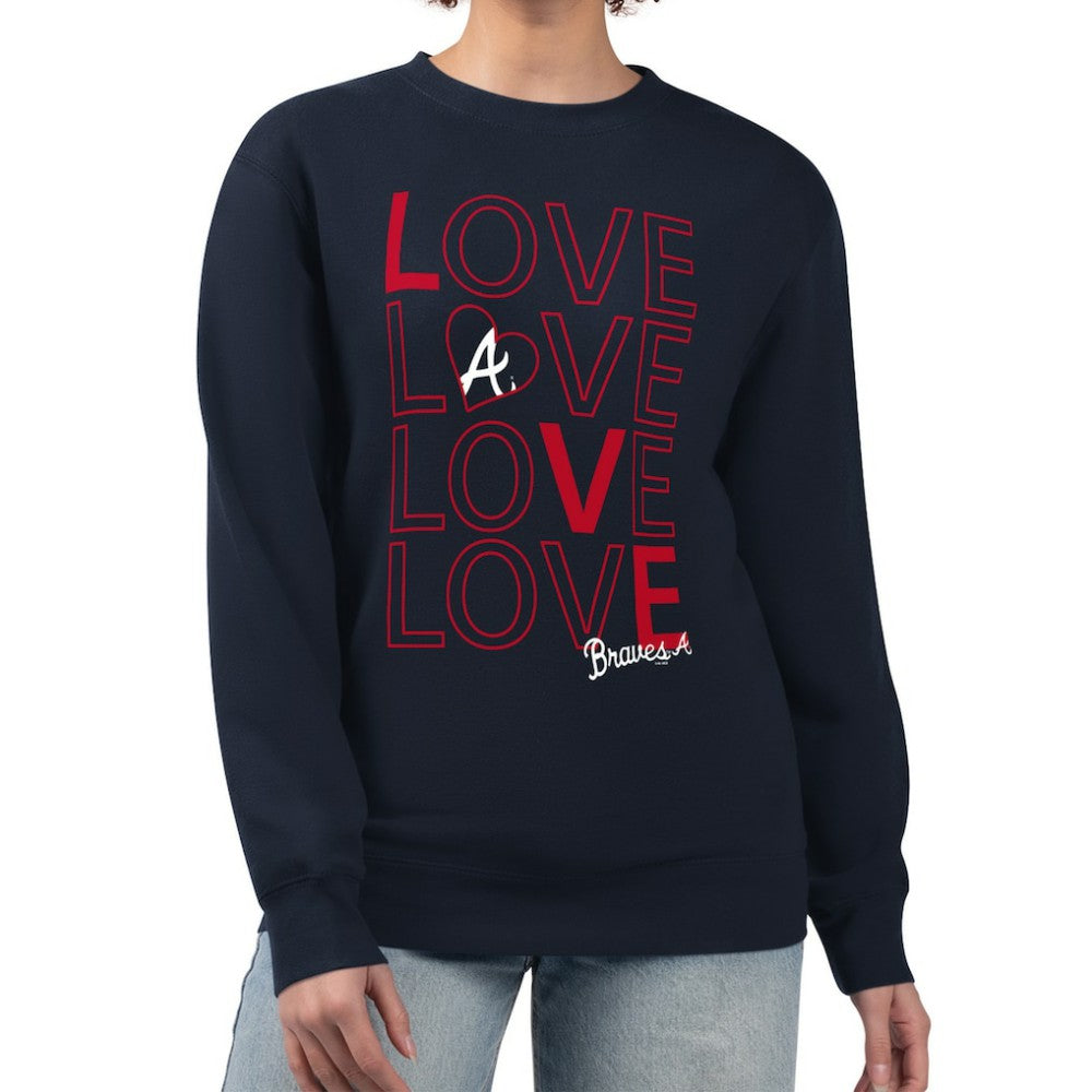 Atlanta Braves G-III 4Her by Carl Banks Women's Love Team Logo Fleece Pullover Sweatshirt - Navy Pullover