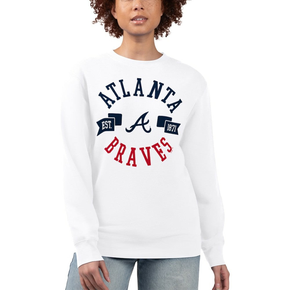 Atlanta Braves G-III 4Her by Carl Banks Women's Team Logo Fleece Pullover Sweatshirt - White Pullover