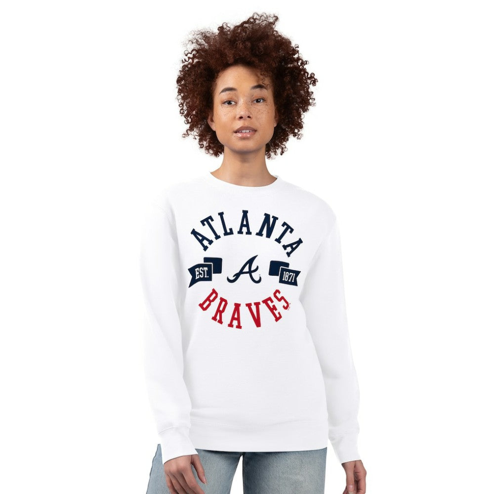 Atlanta Braves G-III 4Her by Carl Banks Women's Team Logo Fleece Pullover Sweatshirt - White Pullover