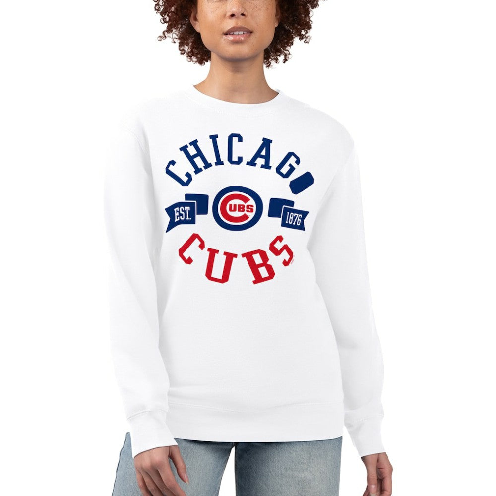 Chicago Cubs G-III 4Her by Carl Banks Women's Team Logo Fleece Pullover Sweatshirt - White Pullover
