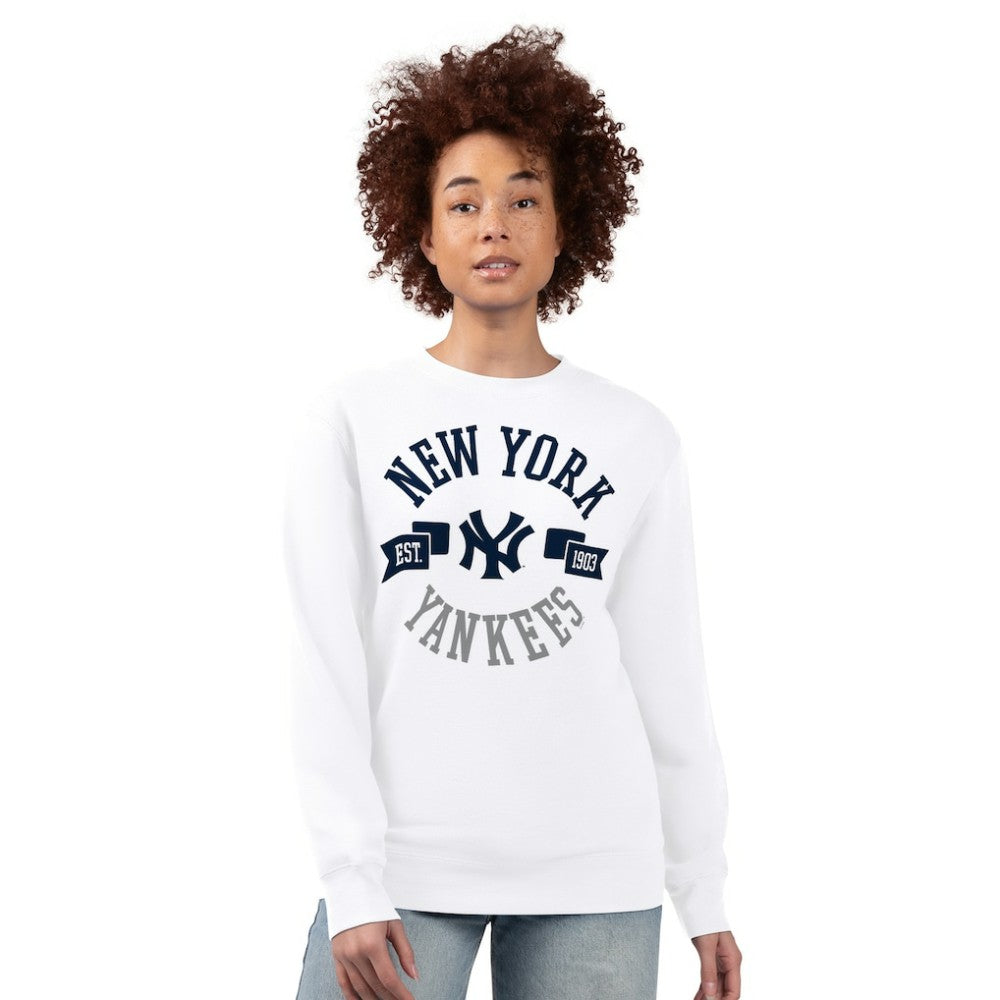 New York Yankees G-III 4Her by Carl Banks Women's Team Logo Fleece Pullover Sweatshirt - White Pullover