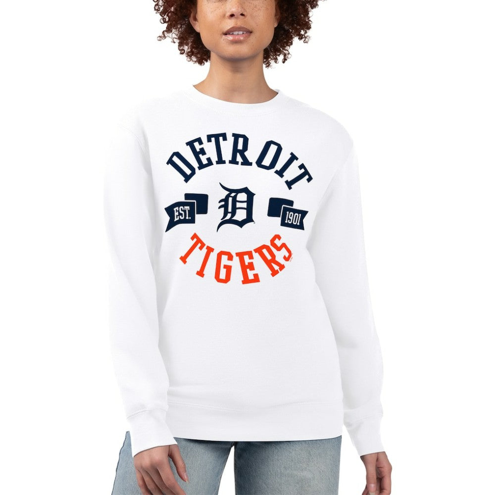 Detroit Tigers G-III 4Her by Carl Banks Women's Team Logo Fleece Pullover Sweatshirt - White Pullover