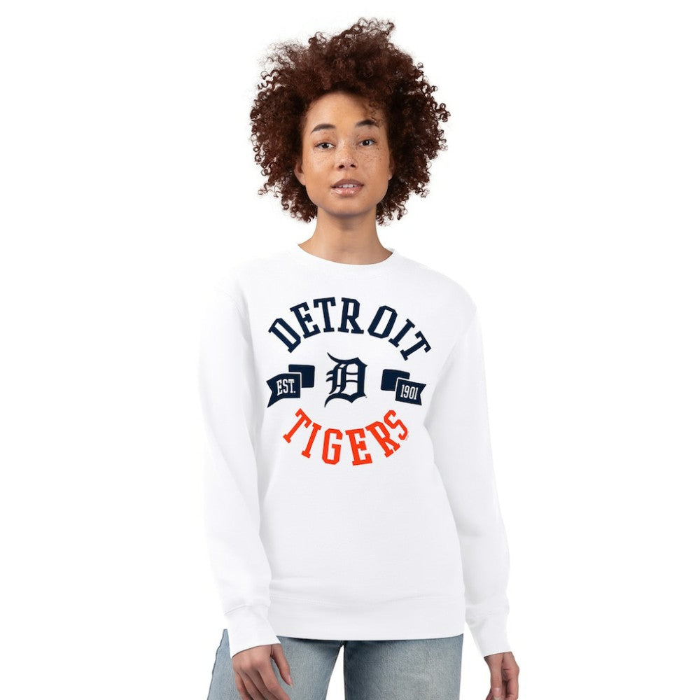 Detroit Tigers G-III 4Her by Carl Banks Women's Team Logo Fleece Pullover Sweatshirt - White Pullover