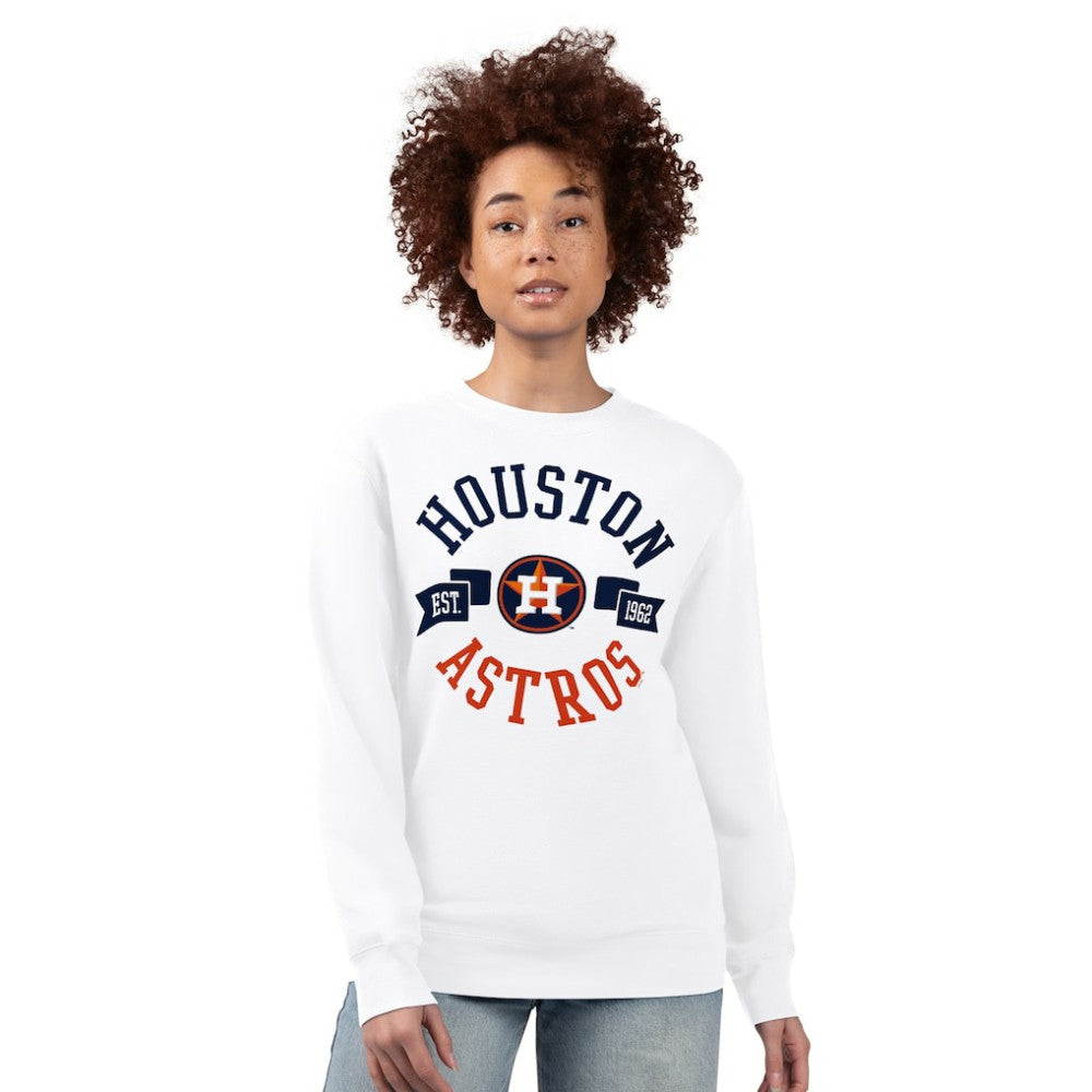 Houston Astros G-III 4Her by Carl Banks Women's Team Logo Fleece Pullover Sweatshirt - White Pullover