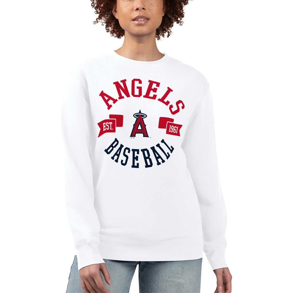 Los Angeles Angels G-III 4Her by Carl Banks Women's Team Logo Fleece Pullover Sweatshirt - White Pullover