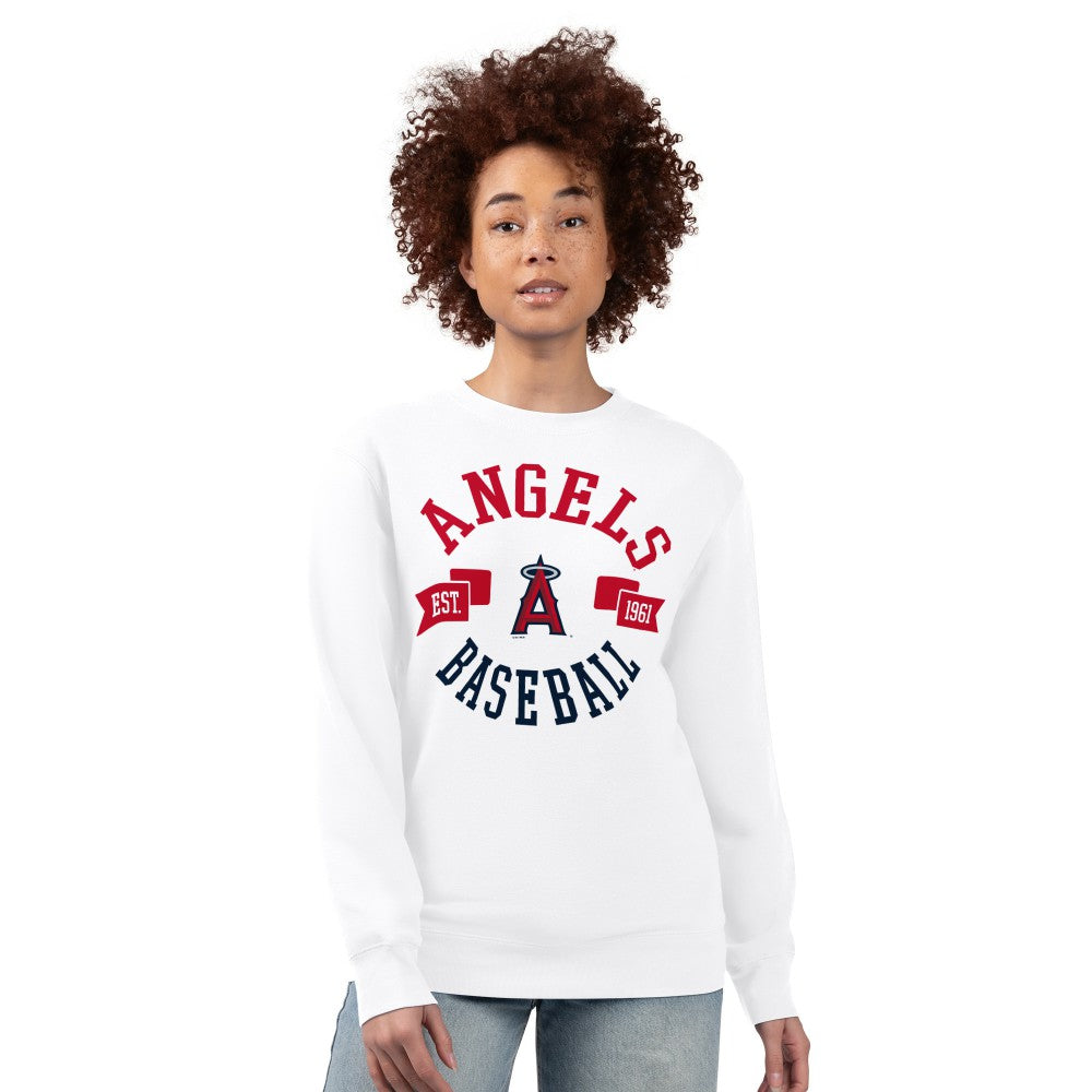 Los Angeles Angels G-III 4Her by Carl Banks Women's Team Logo Fleece Pullover Sweatshirt - White Pullover