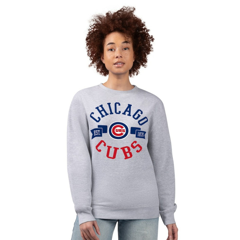 Chicago Cubs G-III 4Her by Carl Banks Women's Team Logo Fleece Pullover Sweatshirt - Heather Gray Pullover