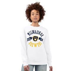 Milwaukee Brewers G-III 4Her by Carl Banks Women's Team Logo Fleece Pullover Sweatshirt - White Pullover