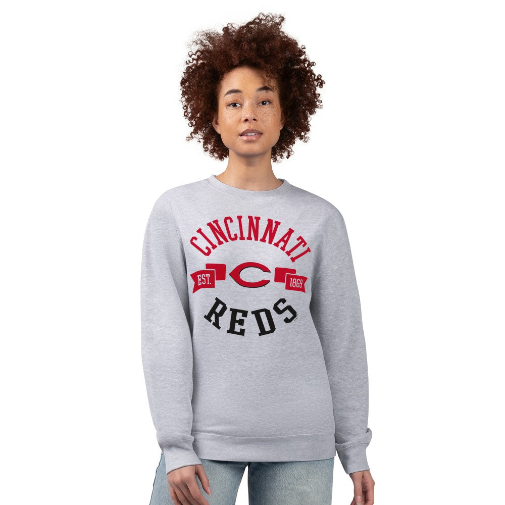 Cincinnati Reds G-III 4Her by Carl Banks Women's Team Logo Fleece Pullover Sweatshirt - Heather Gray Pullover