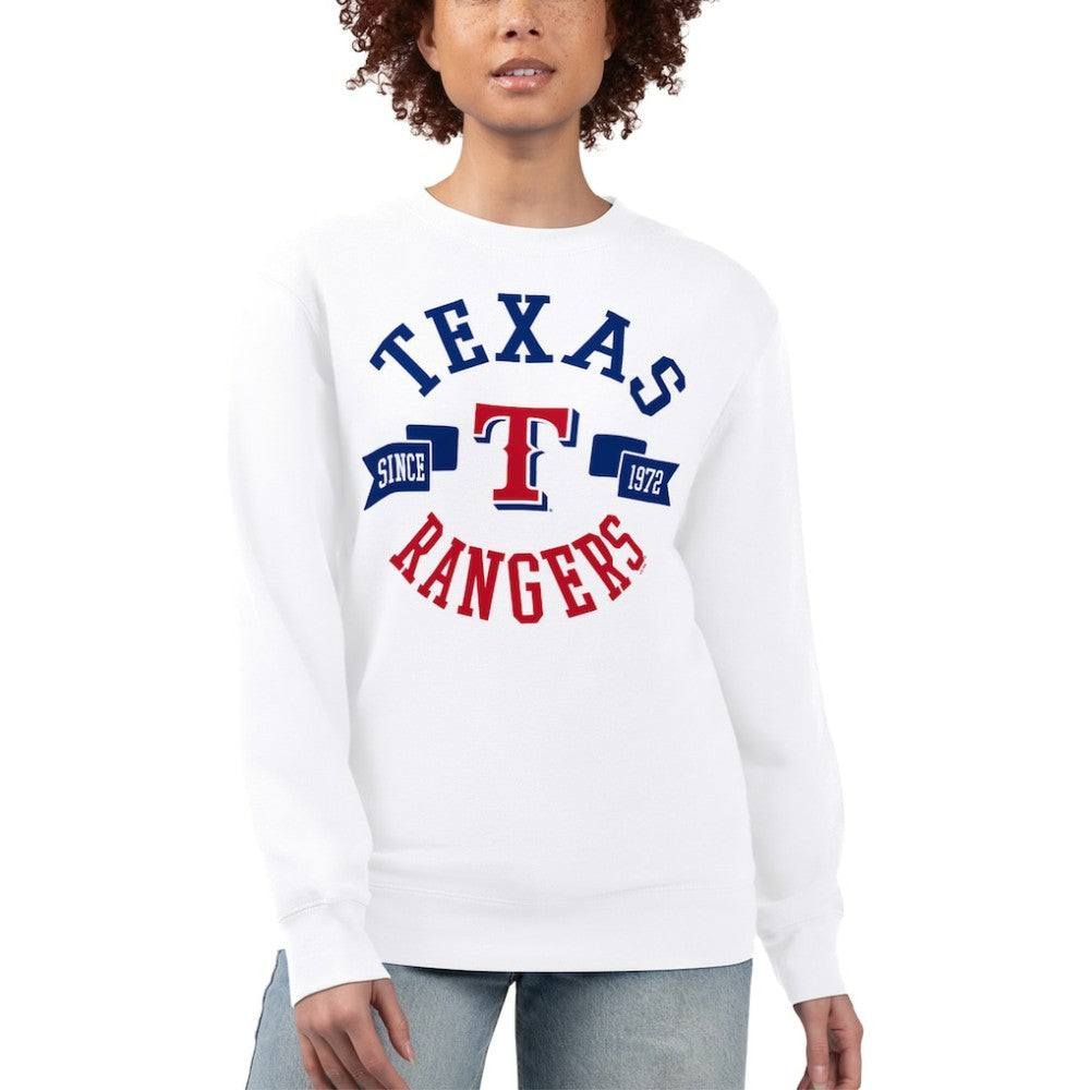 Texas Rangers G-III 4Her by Carl Banks Women's Team Logo Fleece Pullover Sweatshirt - White Pullover