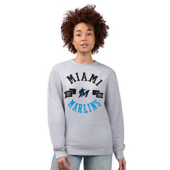 Miami Marlins G-III 4Her by Carl Banks Women's Team Logo Fleece Pullover Sweatshirt - Heather Gray Pullover