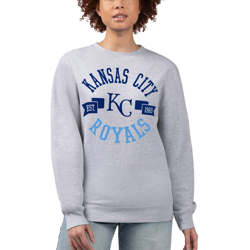 Kansas City Royals G-III 4Her by Carl Banks Women's Team Logo Fleece Pullover Sweatshirt - Heather Gray Pullover