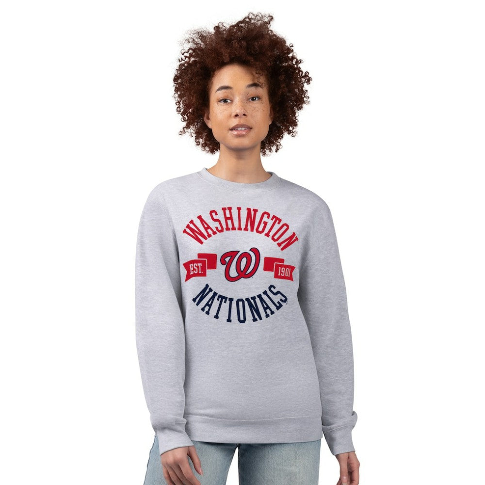 Washington Nationals G-III 4Her by Carl Banks Women's Team Logo Fleece Pullover Sweatshirt - Heather Gray Pullover