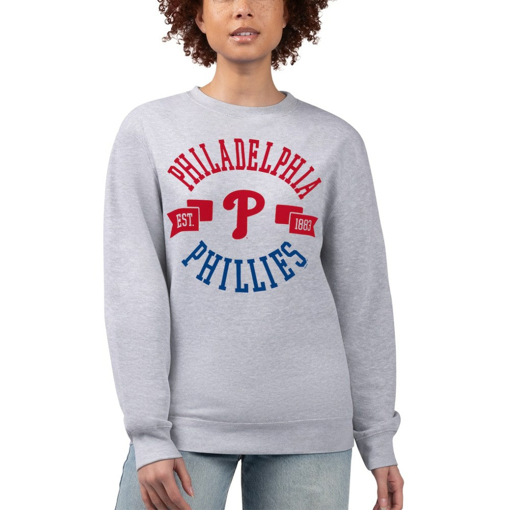Philadelphia Phillies G-III 4Her by Carl Banks Women's Team Logo Fleece Pullover Sweatshirt - Heather Gray Pullover