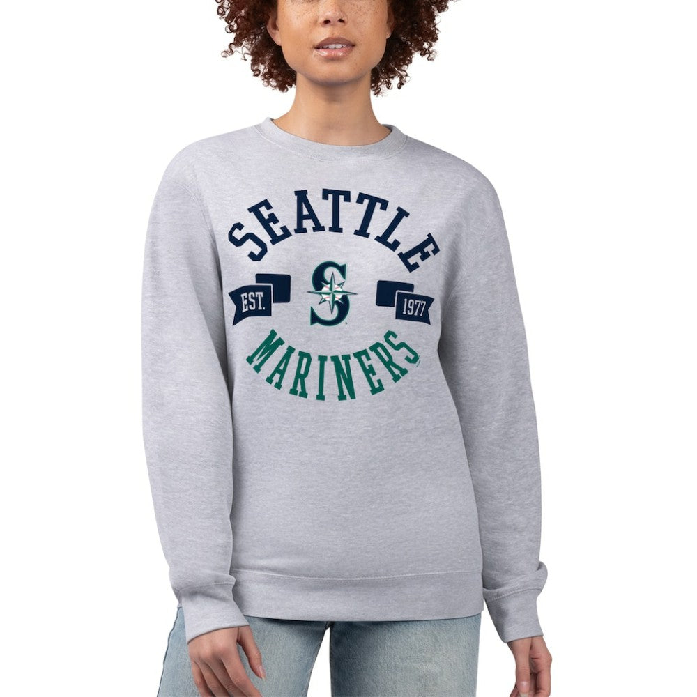 Seattle Mariners G-III 4Her by Carl Banks Women's Team Logo Fleece Pullover Sweatshirt - Heather Gray Pullover