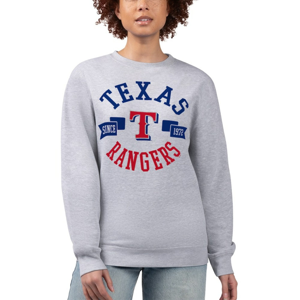 Texas Rangers G-III 4Her by Carl Banks Women's Team Logo Fleece Pullover Sweatshirt - Heather Gray Pullover